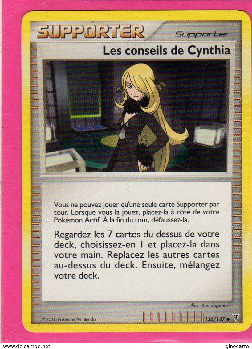 Carte Pokemon Francaise 2010 Platine Vainqueur Suppreme 136/147 Les Conseils De Cynthia Bon Etat - Platin
