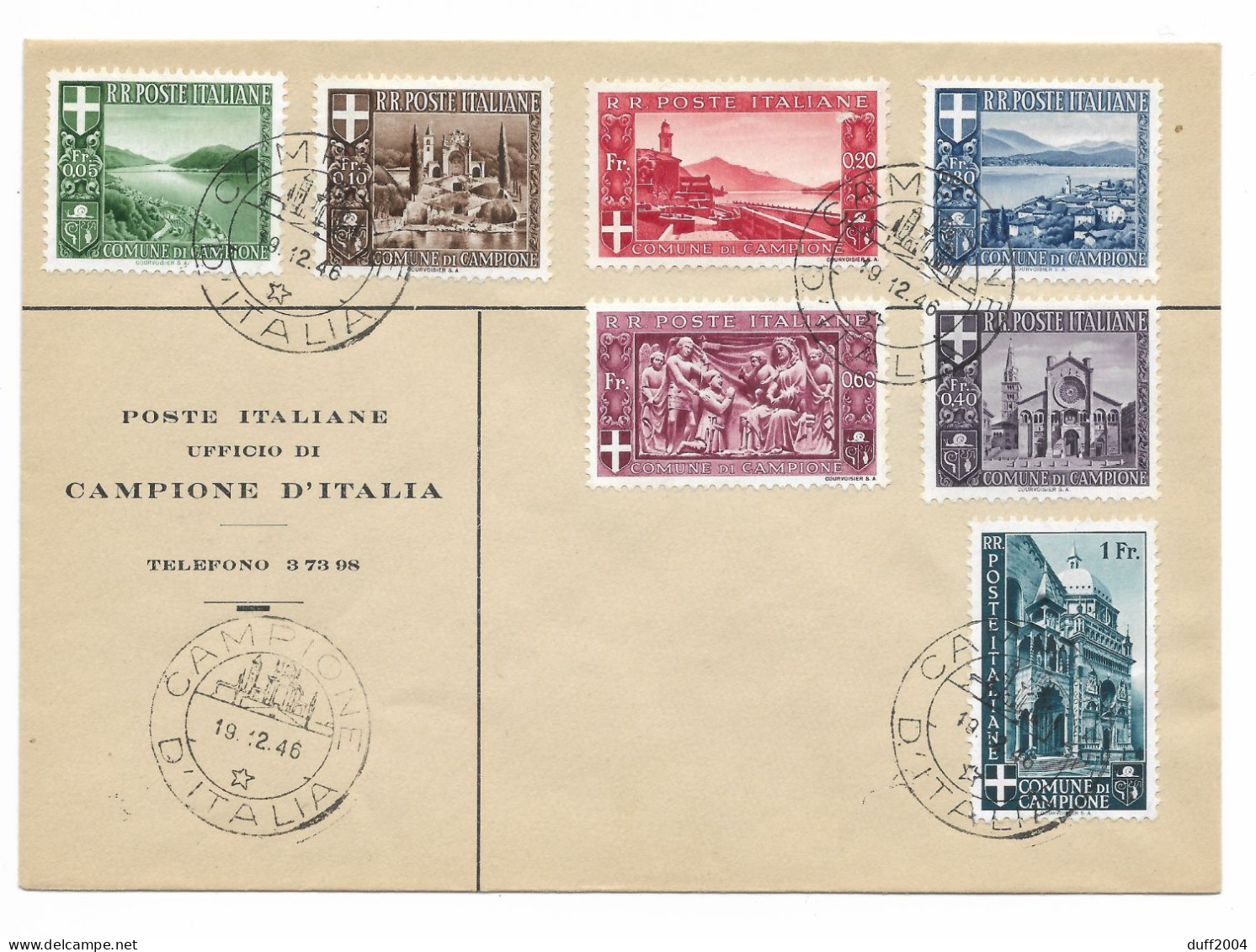 CAMPIONE D'ITALIA - 19.12.1946. - Storia Postale