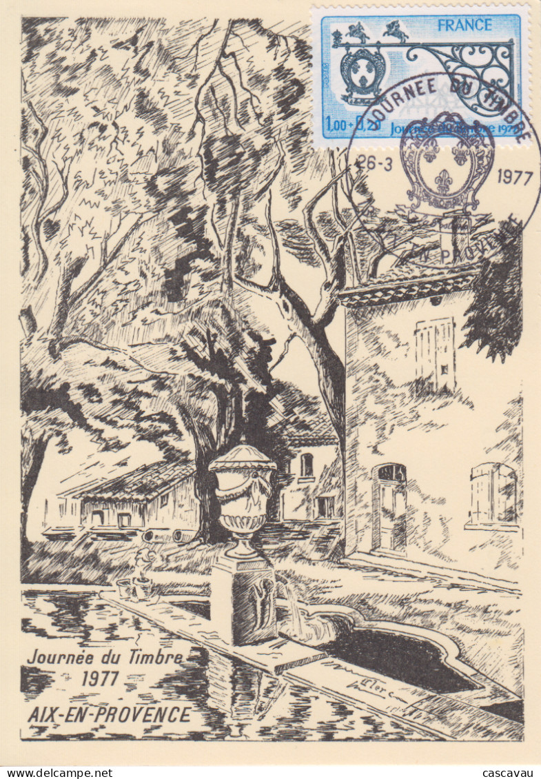 Carte  Locale  1er  Jour   FRANCE   JOURNEE  Du  TIMBRE    AIX  EN  PROVENCE   1977 - Dag Van De Postzegel