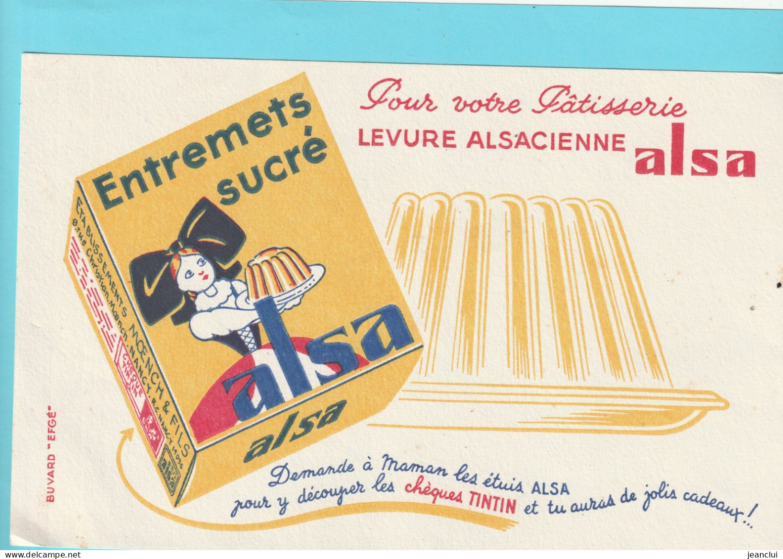 BUVARD  "  ENTREMETS SUCRE  ALSA  "   NON UTILISE - Lebensmittel