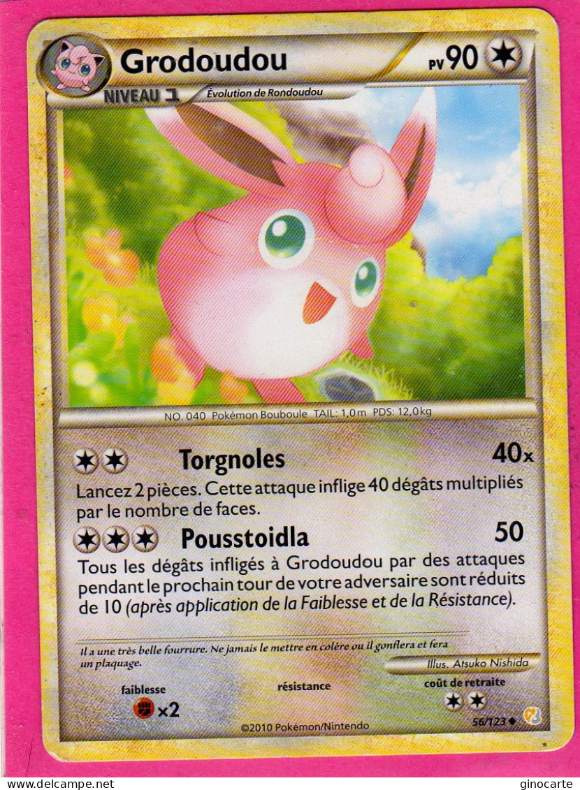 Carte Pokemon Francaise 2010 Heart Gold Soulsilver 56/123 Grodoudou 90pv Occasion - HeartGold SoulSilver