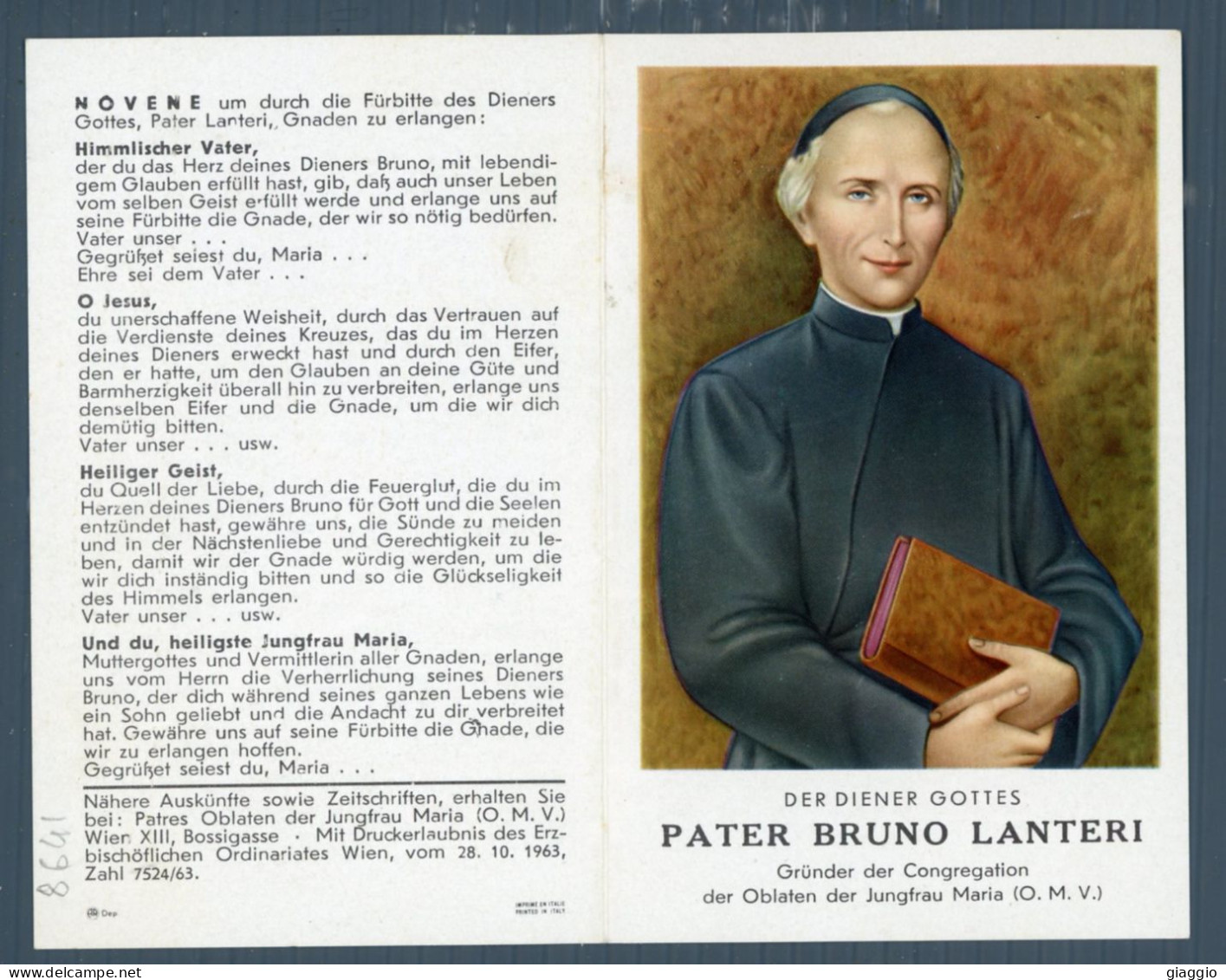 °°° Santino N. 8641 - Padre Bruno Lanteri °°° - Religion & Esotérisme