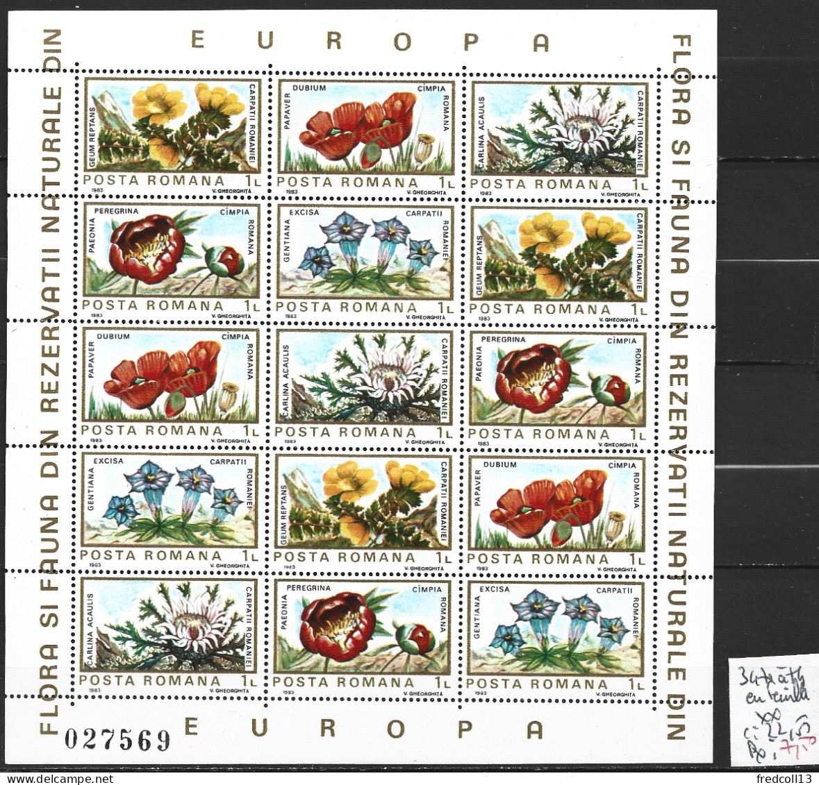 ROUMANIE 3470 à 74 En Feuille ** Côte 22.50 € - Unused Stamps