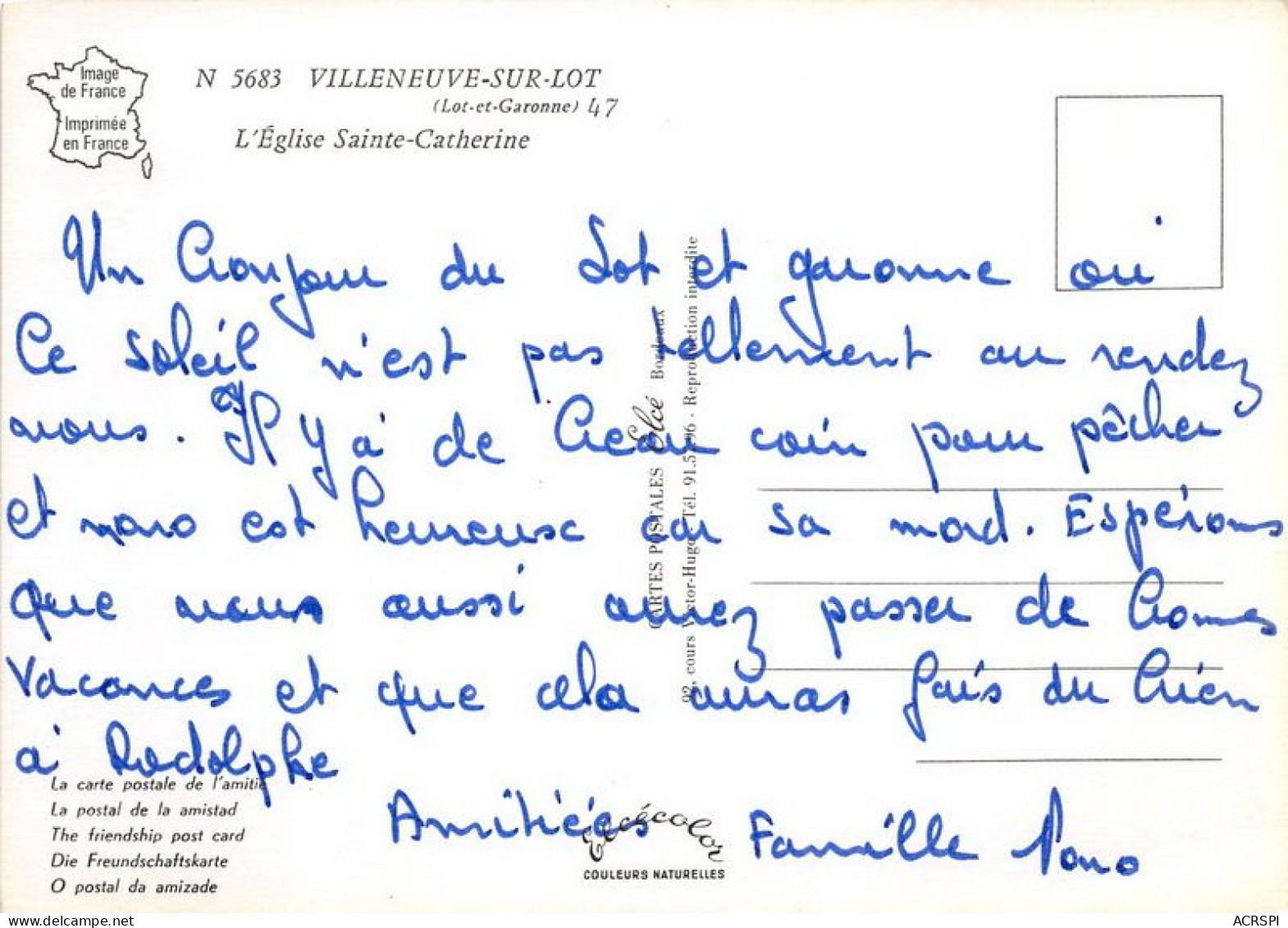 VILLENEUVE SUR LOT L Eglise Siante Catherine 32(scan Recto-verso) MA1928 - Villeneuve Sur Lot