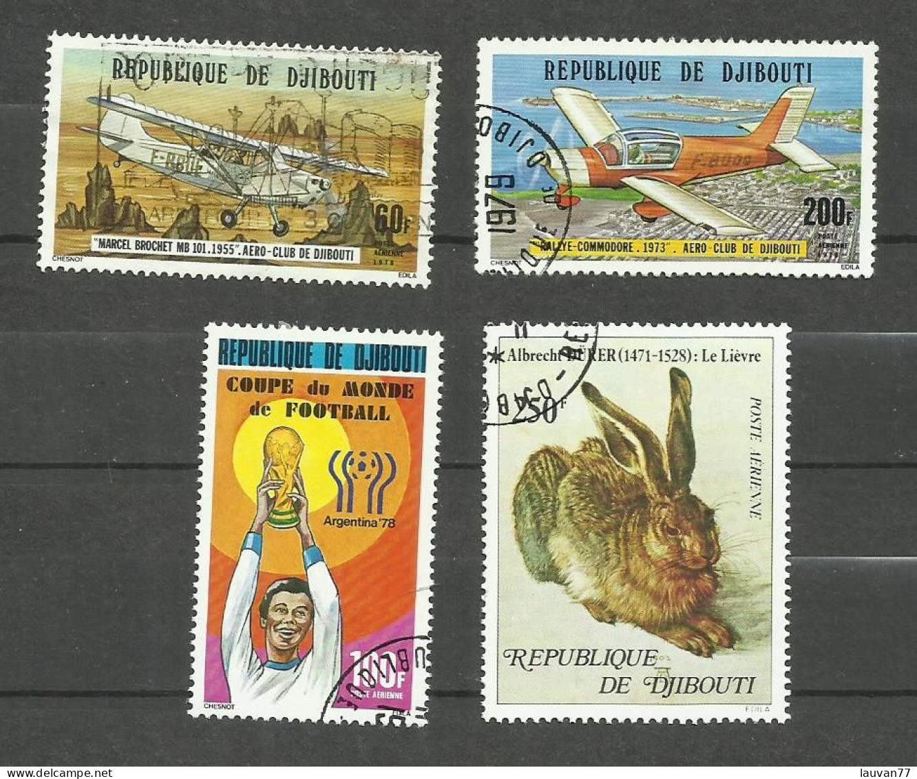 Djibouti POSTE AERIENNE N°116, 118, 121, 126 Cote 5.65€ - Djibouti (1977-...)