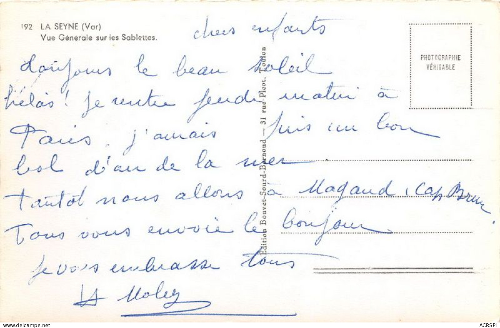 LA SEYNE Vue Generale Sur Les Sablettes 9(scan Recto-verso) MA1946 - La Seyne-sur-Mer