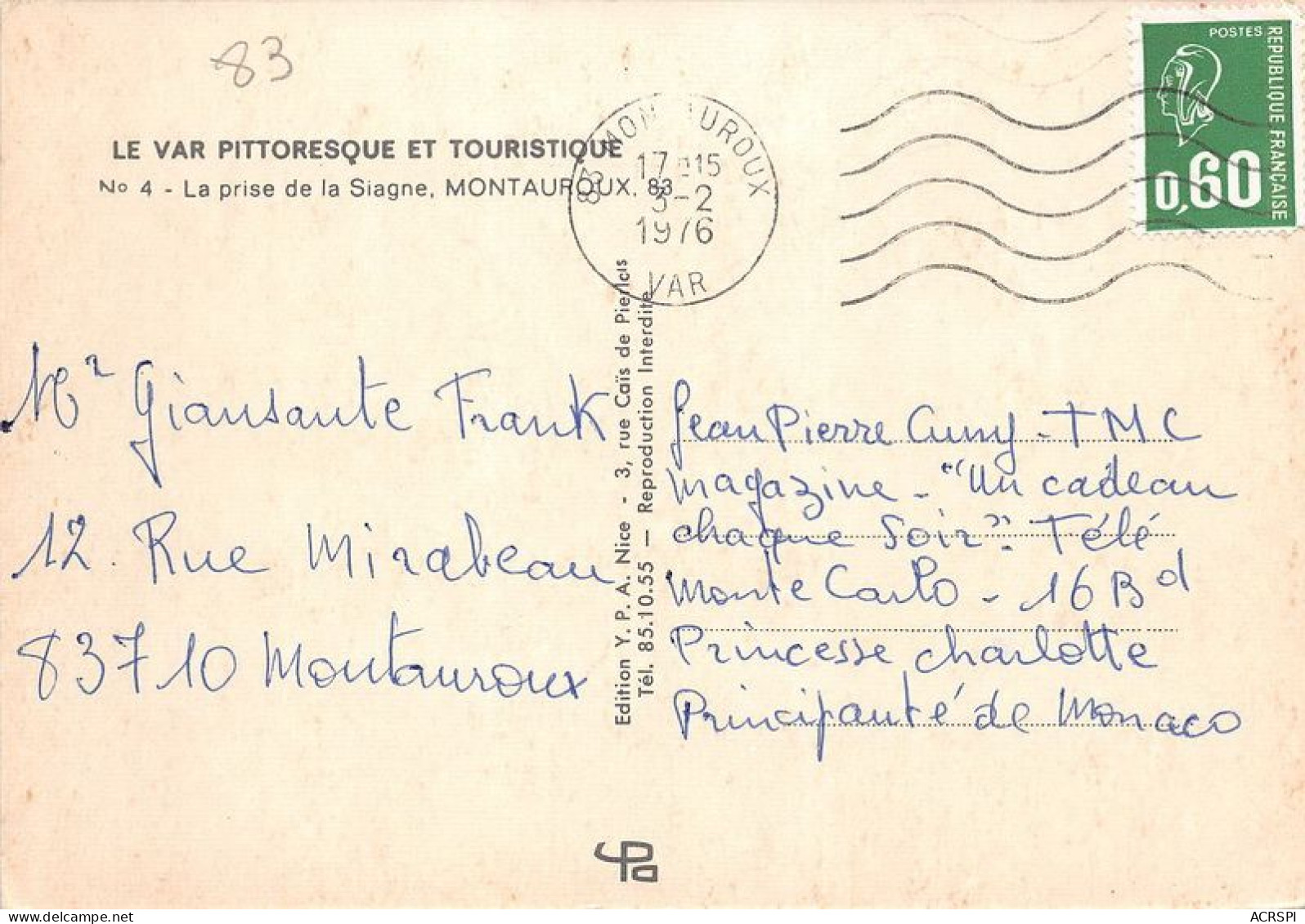 La Prise De La SIAGNE MONTAUROUX 2(scan Recto-verso) MA1961 - Montauroux