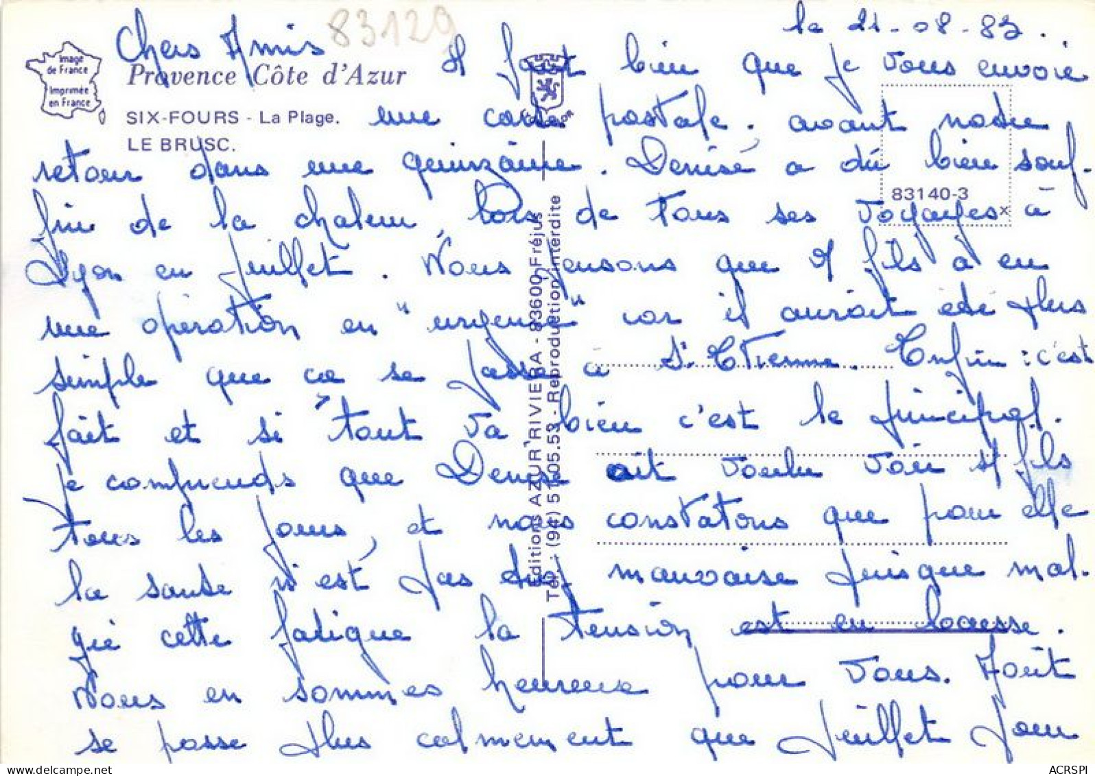 SUX FOURS La Plage Le Brusc 5(scan Recto-verso) MA1952 - Six-Fours-les-Plages