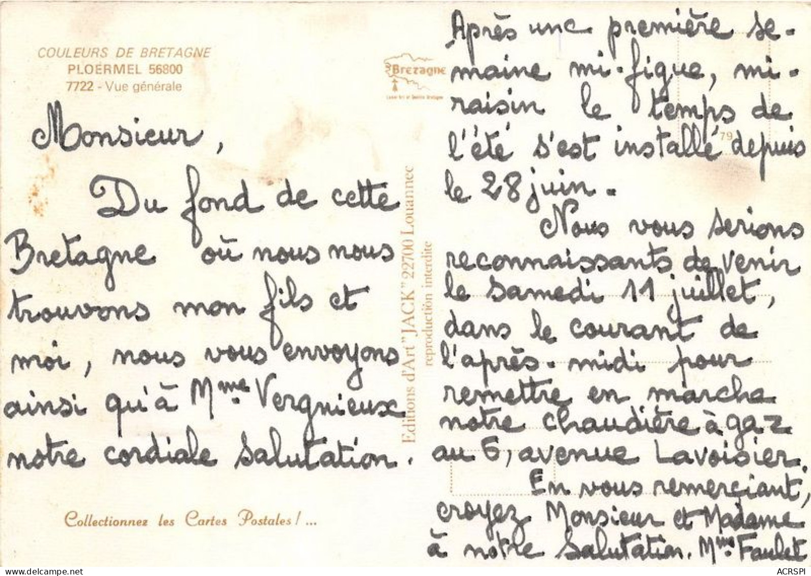 PLOERMEL Vueg Generale 24(scan Recto-verso) MA1953 - Ploërmel