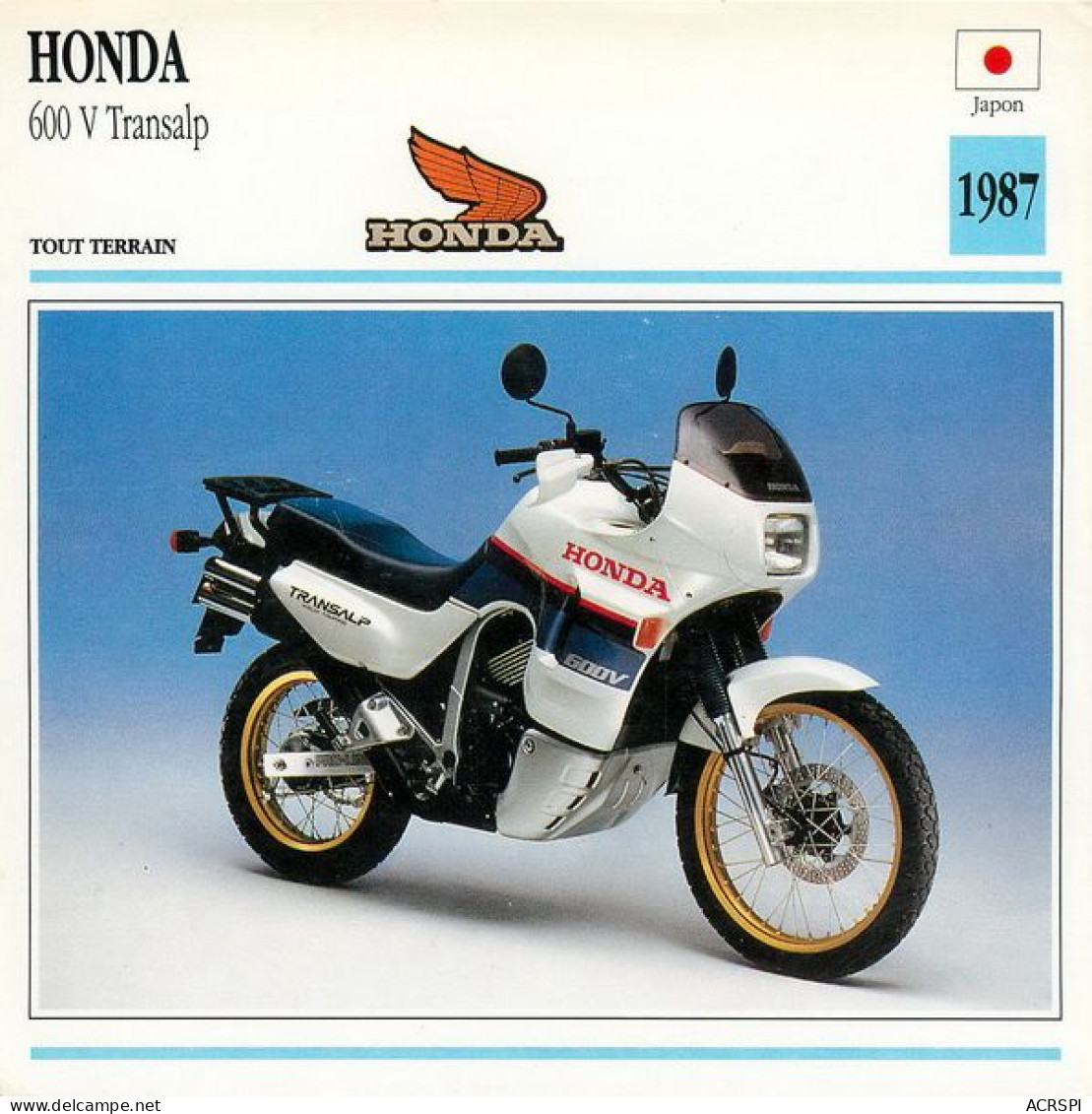 HONDA  600 V Transalp  1987 Motocicleta Motorbike Motorrad Motorfiets Motociklas Motorcycle MOTO    17   MA1967Bis - Motos