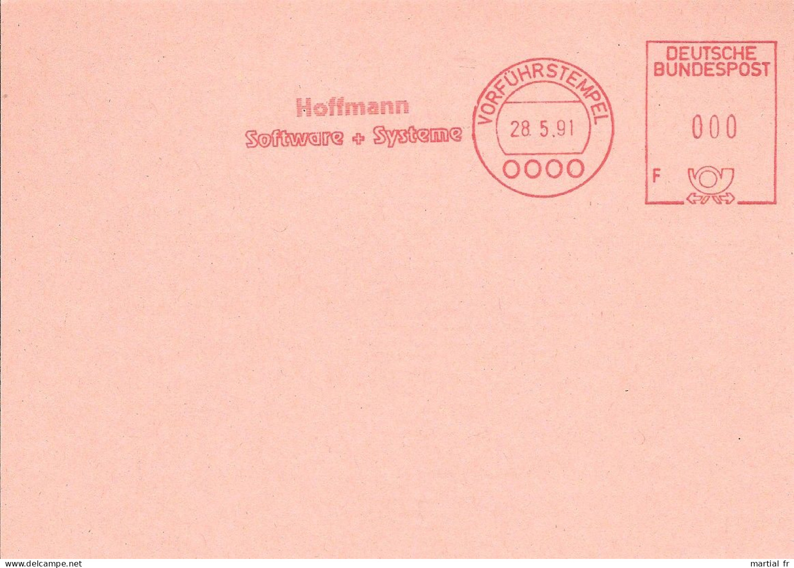 EMA ALLEMAGNE DEUTSCHLAND BUND GERMANY VORFUHRSTEMPEL SPECIMEN INFORMATIQUE HOFFMANN SOFTWARE SYSTEME 1991 - Computers