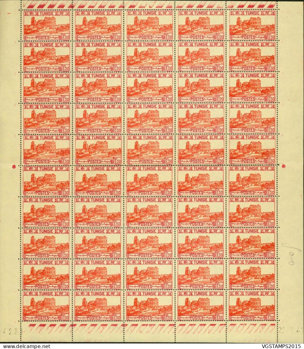 Tunisie 1941-Colonie Française-Timbres Neufs. Yv. Nr.:216.Feuille De 50 Avec Coin Daté:20/8/41. (EB) AR-02223 - Nuovi