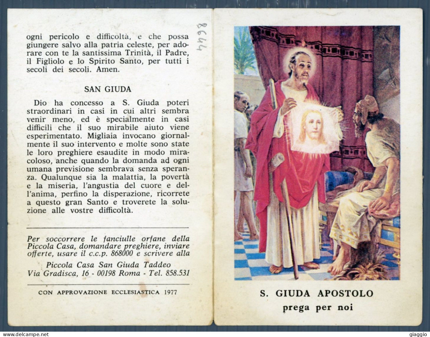 °°° Santino N. 8644 - S. Giuda Apostolo °°° - Godsdienst & Esoterisme