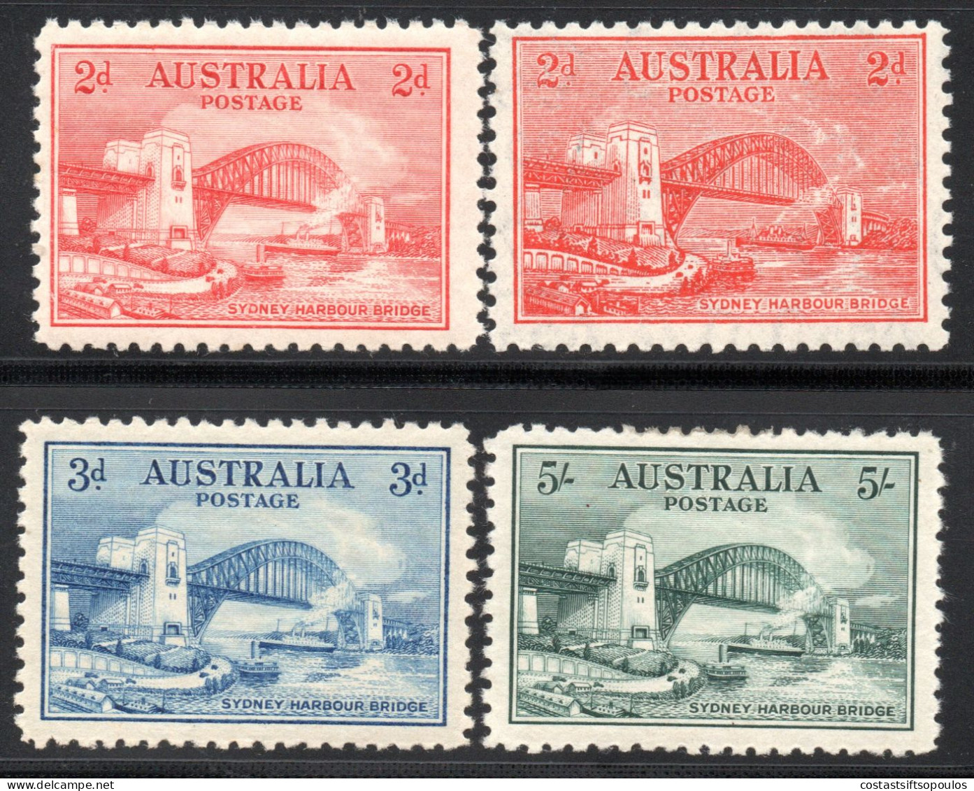 2770. AUSTRALIA 1932 SYDNEY BRIDGE,SG.141-3,143 ALMOST INVISIBLE TRACES OF HINGE - Ongebruikt