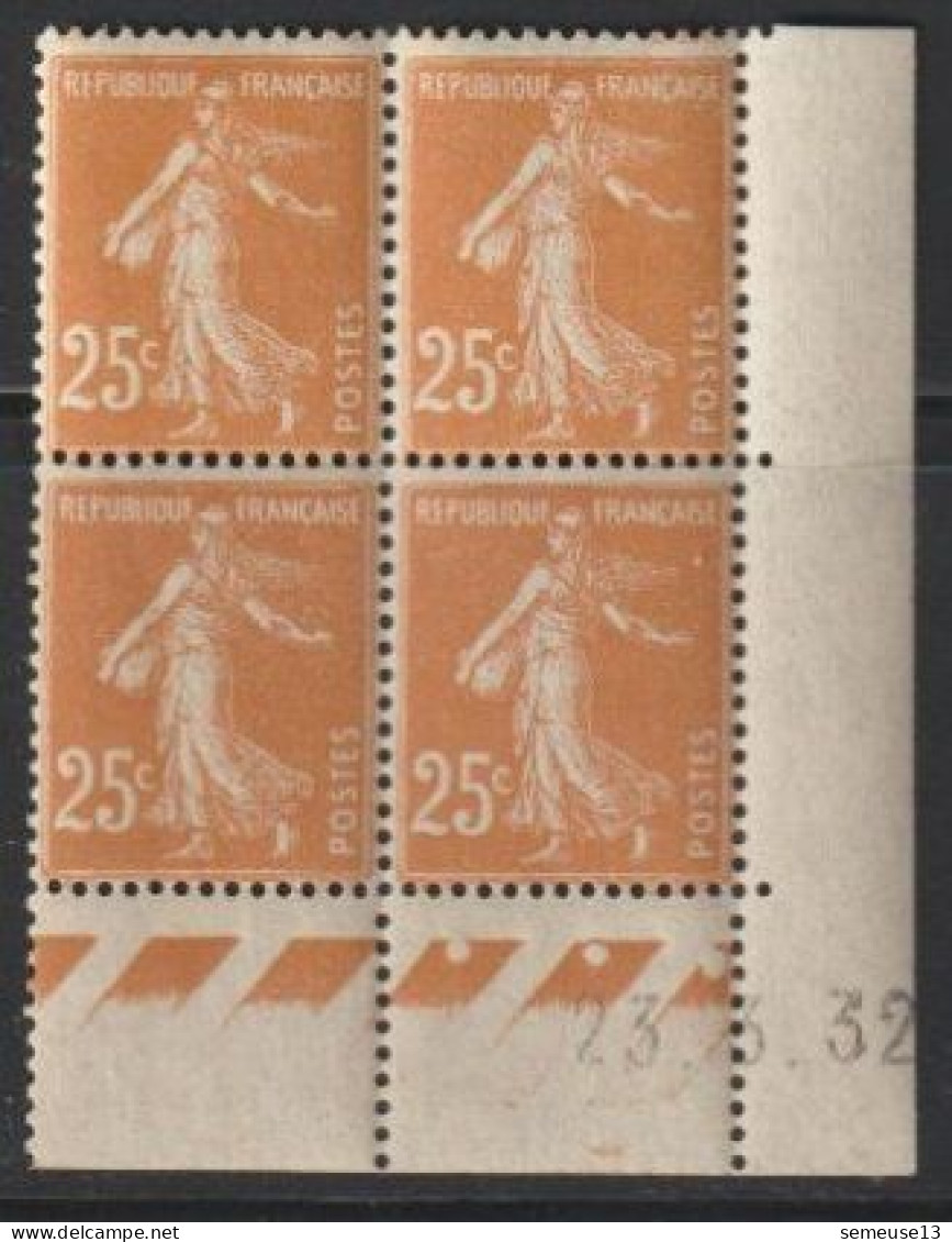 Semeuse 25 C. Brun 235 En Bloc De 4 Coin Daté - 1906-38 Sower - Cameo
