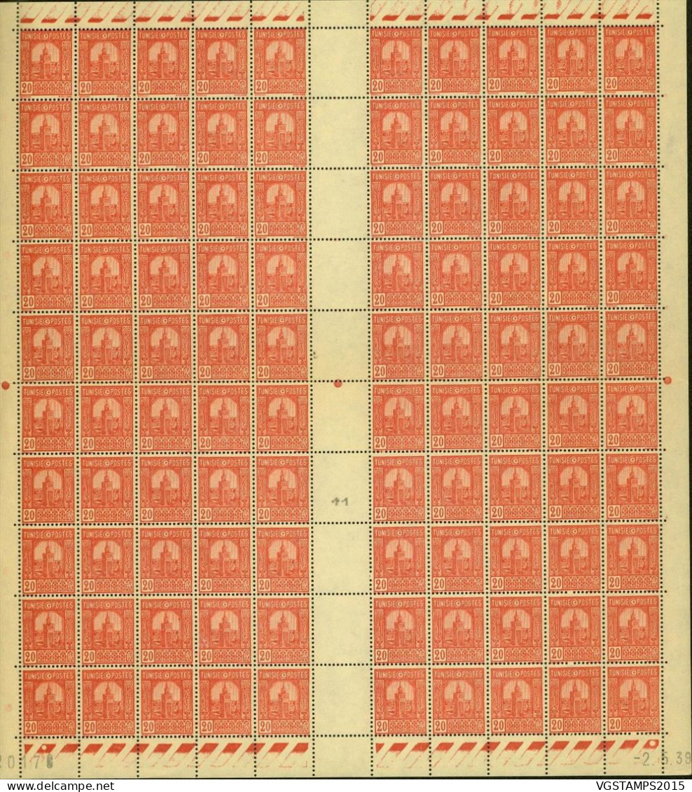 Tunisie 1939-Colonie Française-Timbres Neufs.Yv. Nr.126.Feuille 100 Avec Interpanneaux+Coin Daté: 2/5/39 (EB) AR-02227 - Neufs