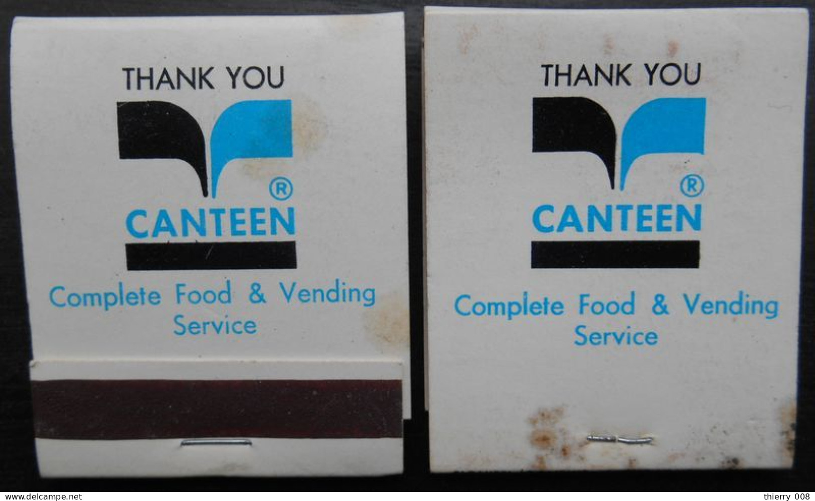 Pochette Allumettes Thank You CANTEEN Complete Food And Vending Service - Boites D'allumettes