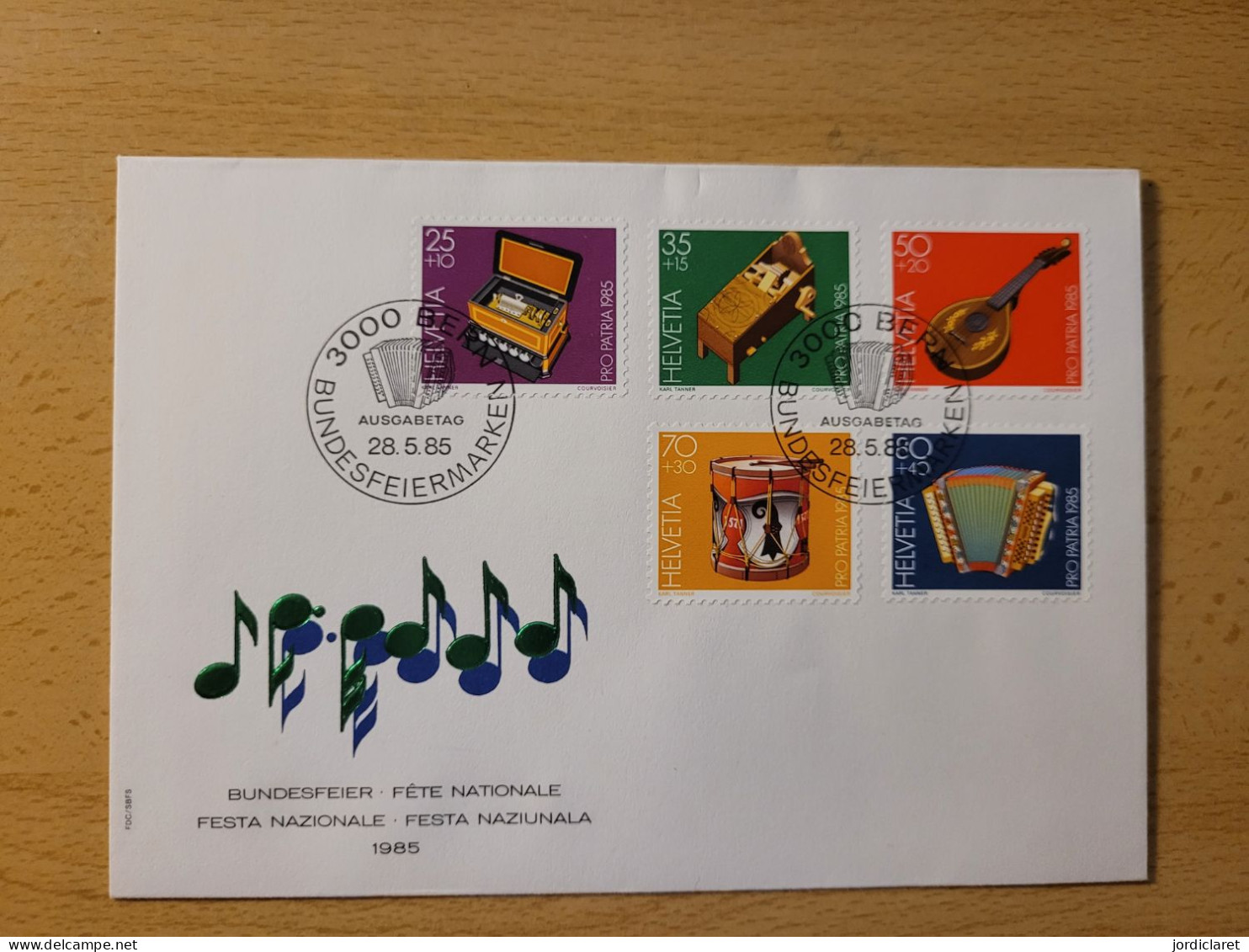 FDC SUIZA 1985 - Música