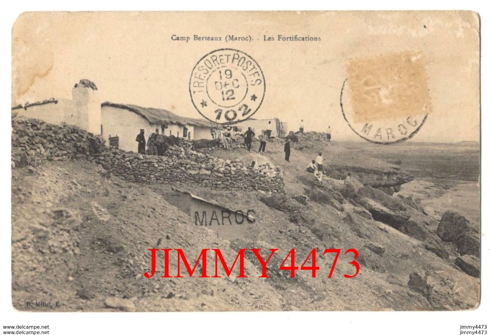 CPA - Camp Berteaux En 1912 (Maroc) Les Fortifications ( Bien Animées ) - Edit. D. Millet - Otros & Sin Clasificación