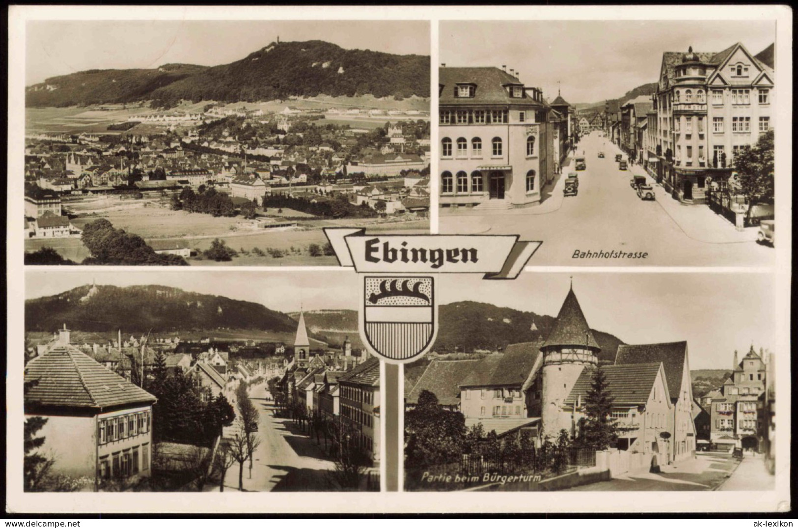 Ebingen-Albstadt Mehrbild-AK Ortsansichten  Bahnhofstrasse   Bürgerturm 1950 - Albstadt