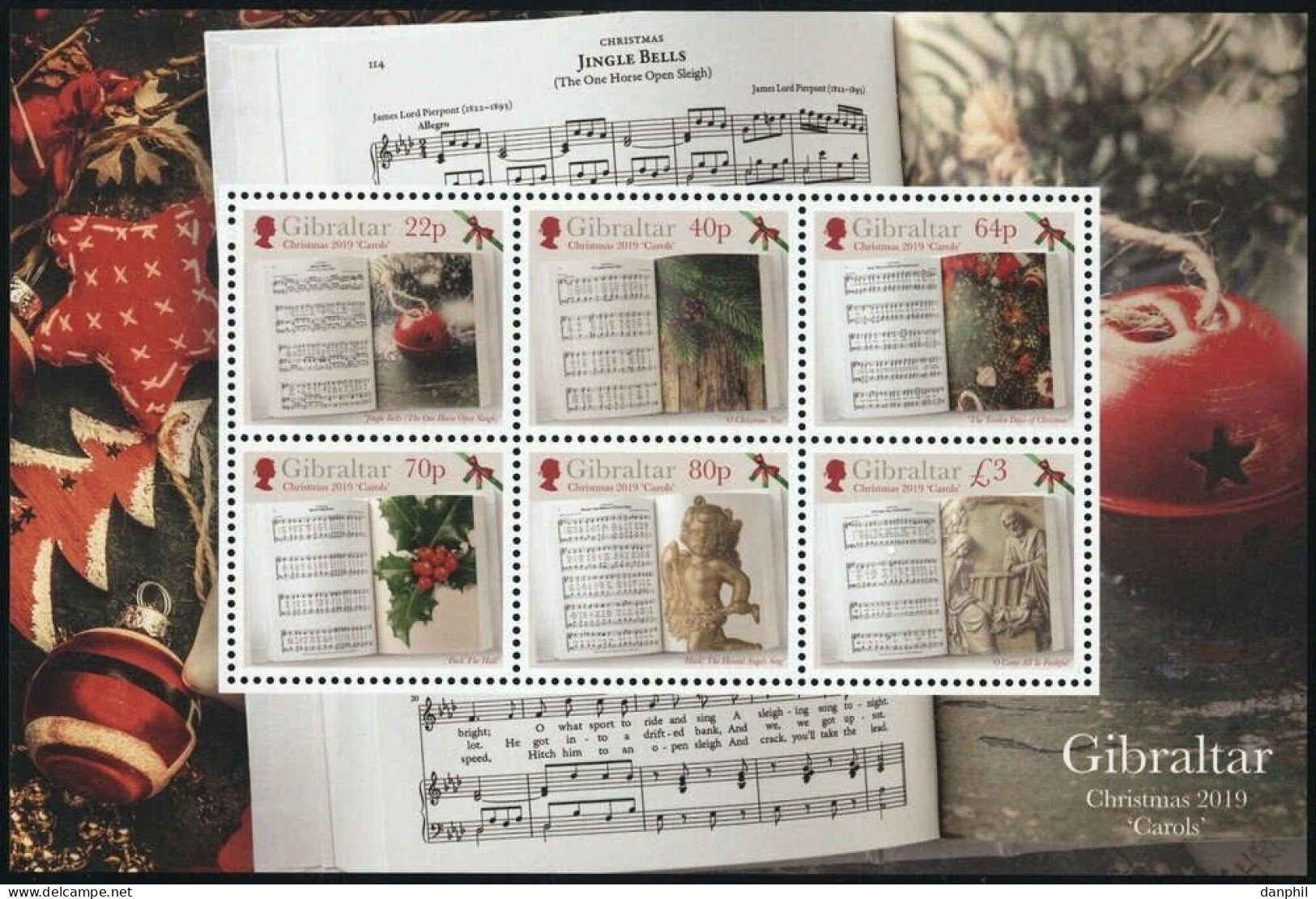 Gibraltar 2019 (**)  Mi Bl. 140;  - JINGEL BELLS; Merry Christmas To All! - Musique