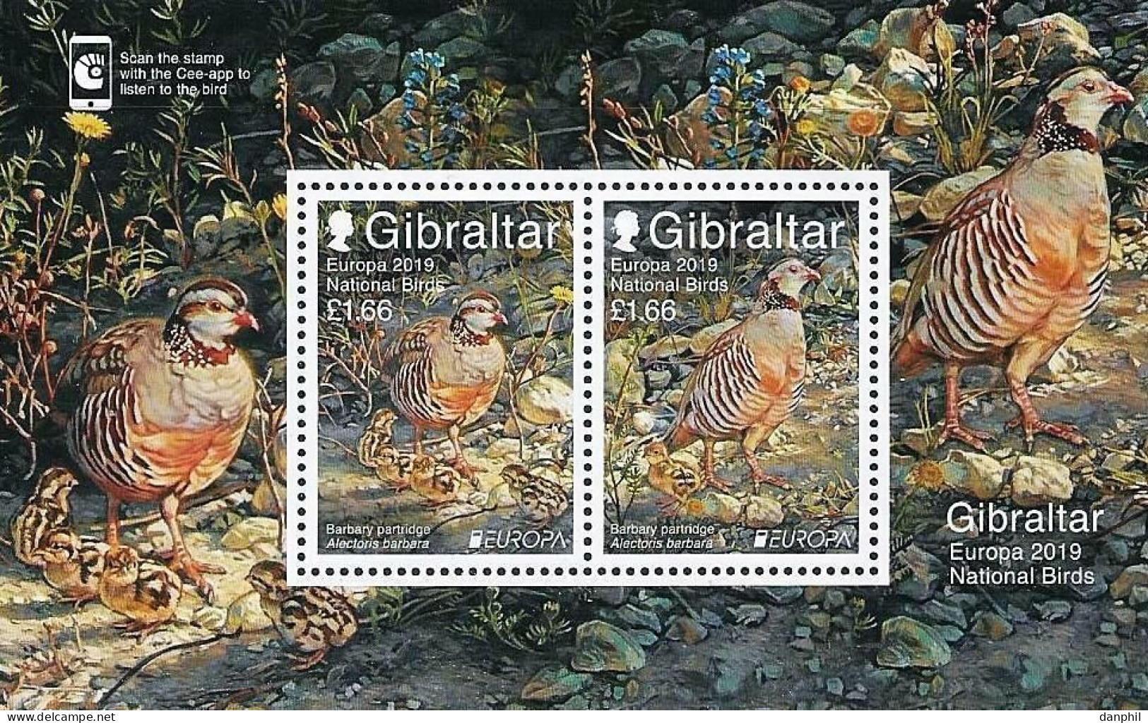 Gibraltar 2019 Europa CEPT (**)  Mi Bl. 138 Y&T F1897 - BIRDS - ROCK CHICKEN - 2019