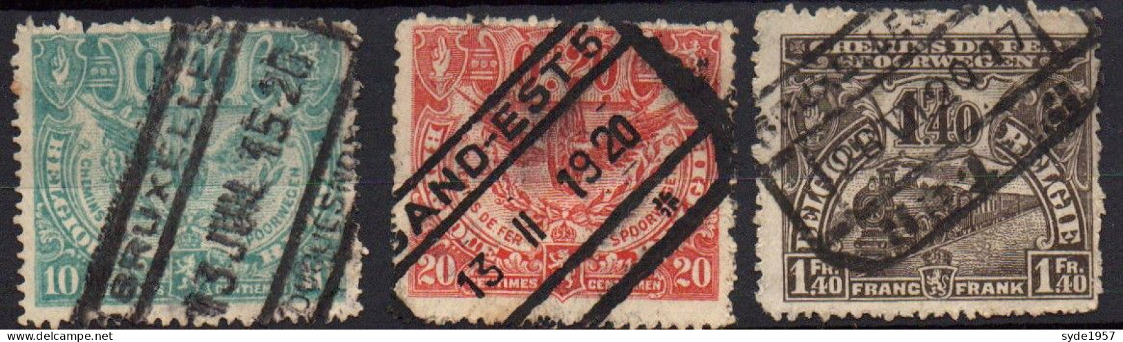 Belgique Chemin De Fer 1920 édition Dite De LONDRES3 Timbres Oblitérés, COB CF79, 81, 94 - Used