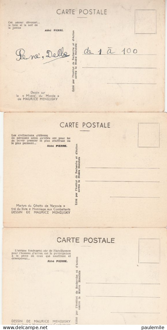 3  CARTES  POSTALES    T 86  L.ABBE PIERRE DESSIN DE MAURICE MENDJISKY - Missionen