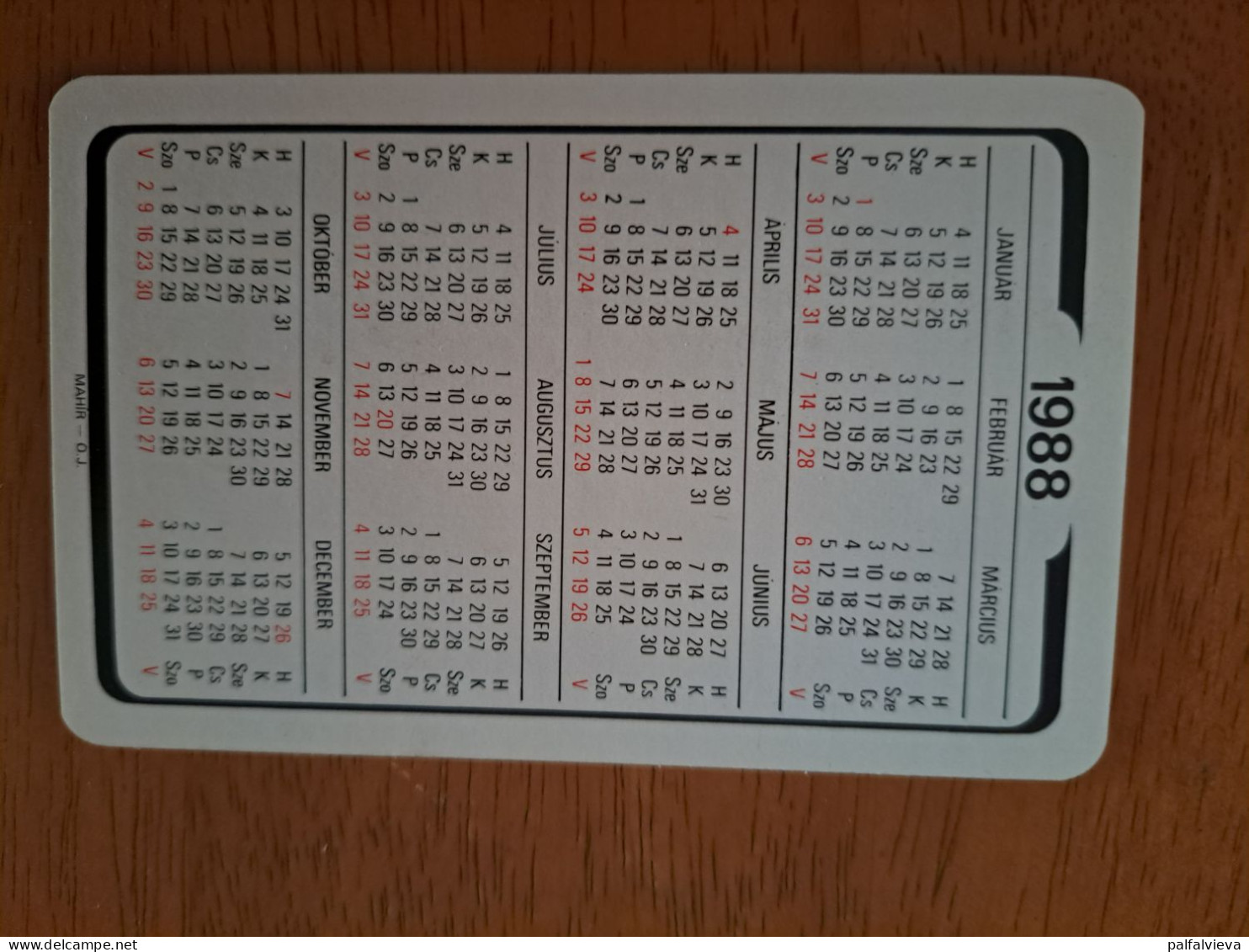 Pocket Calendar Hungary 1988 - BKV, Transport - Formato Piccolo : 1981-90