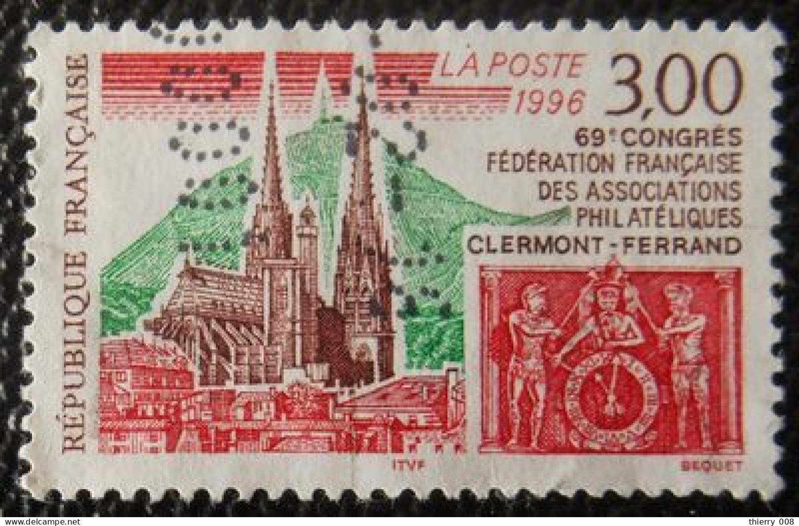 3004 France 1996 Oblitéré  Clermont-Ferrand Flèches De La Cathédrale Et Horloge - Oblitérés