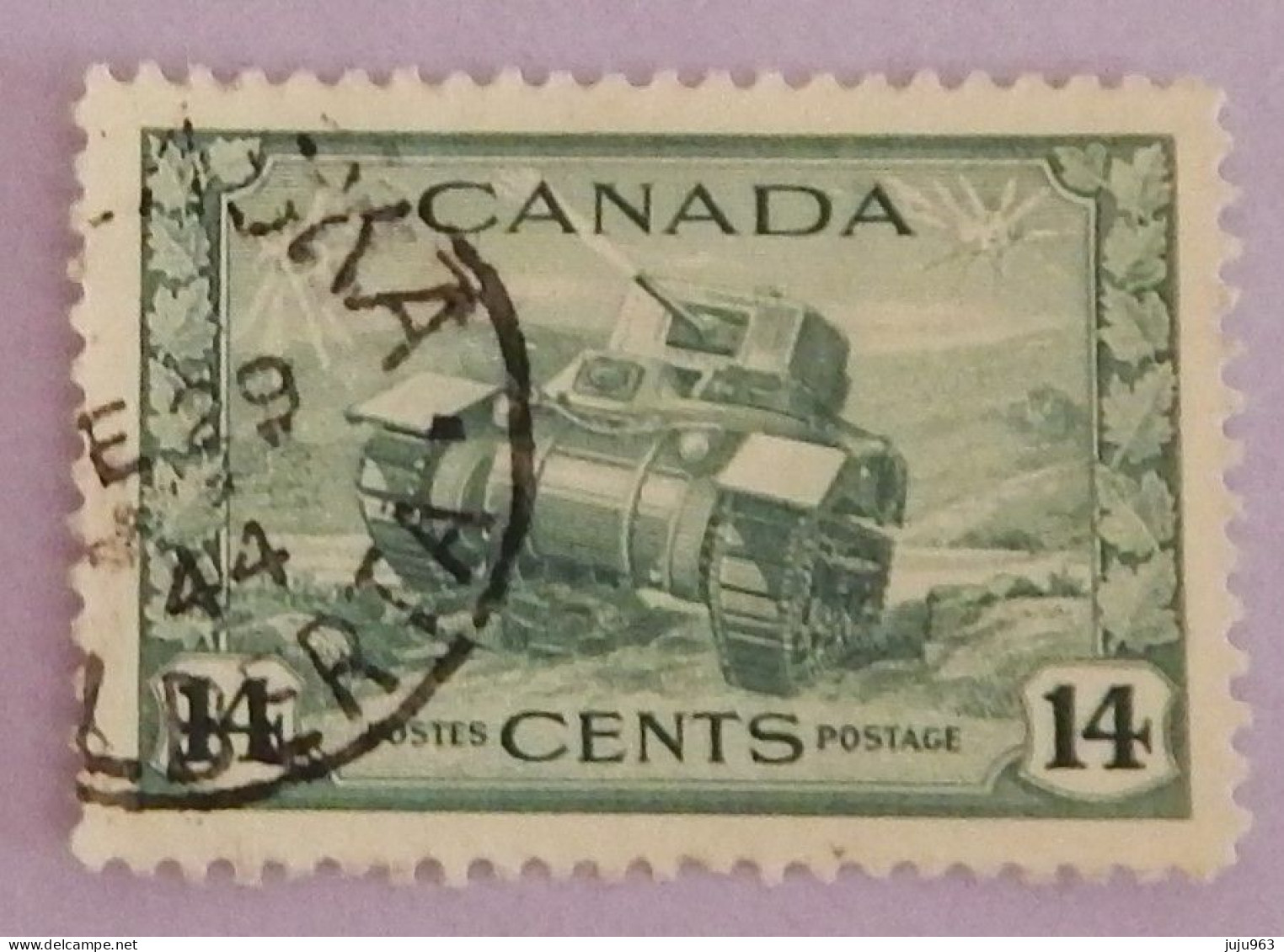 CANADA YT 215 OBLITÉRÉ "CHAR D ASSAUT" ANNÉES 1943/1948 - Usati