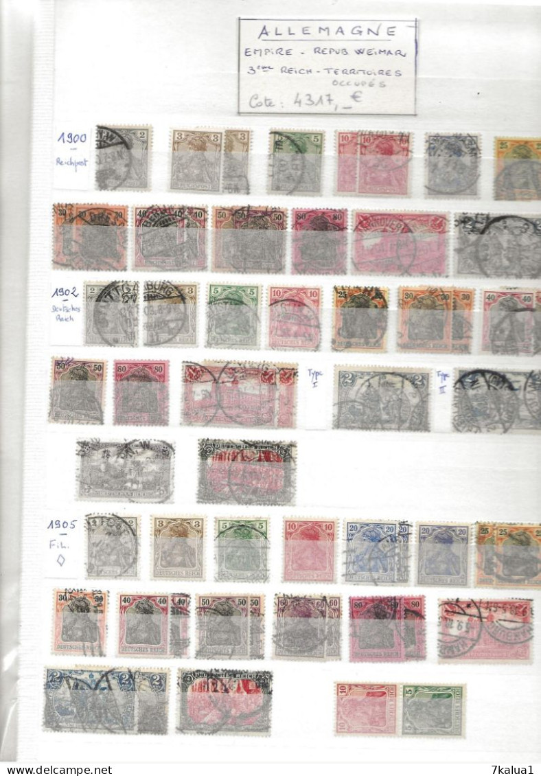 ALLEMAGNE 1900 - 1945 + Territoires. Cote: 4300 €. - Collections (en Albums)