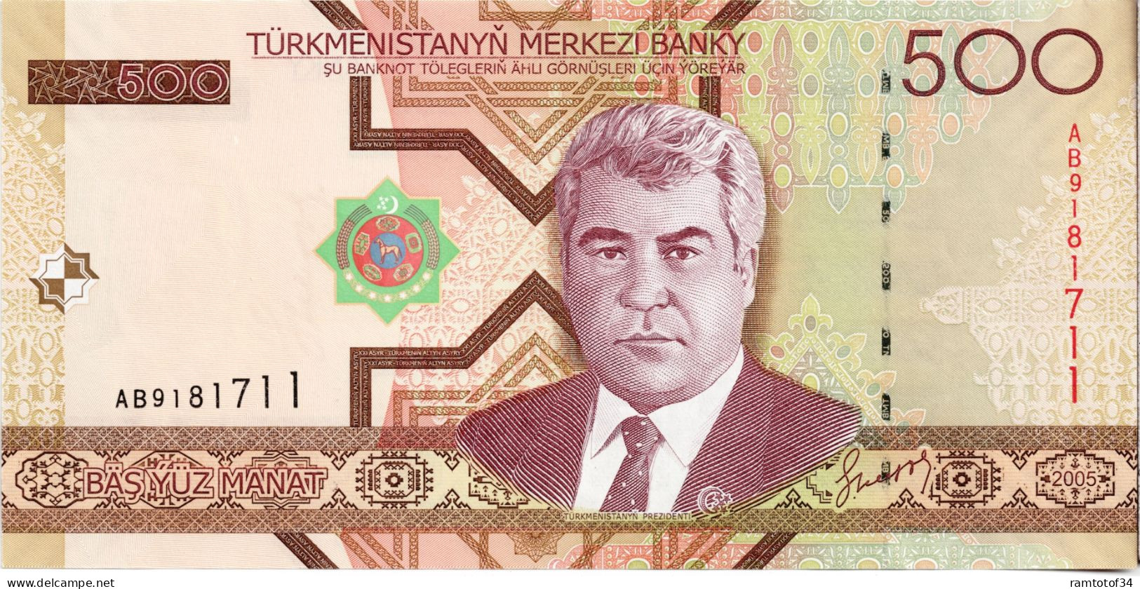 Turkménistan - 500 Manat 2005 UNC - Turkmenistán