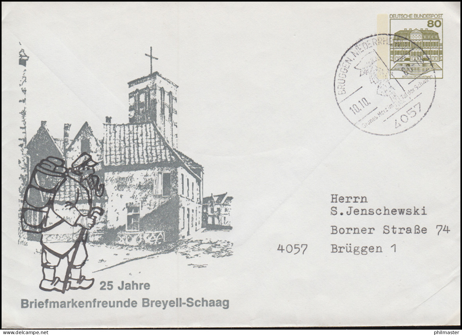 PU 117/10 BuS 25 Jahre Briefmarkenfreunde Breyell-Schaag 1987, SSt BRÜGGEN 1988 - Privé Briefomslagen - Ongebruikt