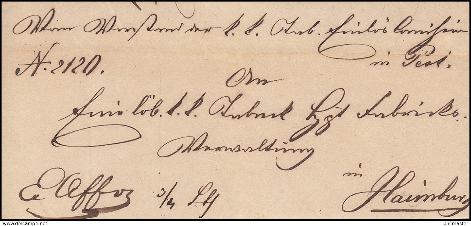 Ungarn Vorphilatelie Brief Aus PESTH Vom 13.9.1846 Nach HAINBURG 16.9. - ...-1867 Prephilately