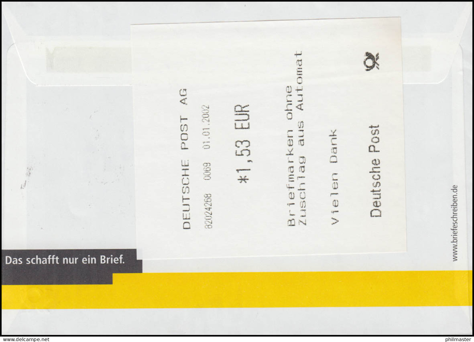 Sonder-R-Zettel Euro ATM Auf WU 3 Mit ATM 4.1. Zu 1,53 Euro FDC ESSt 1.1.2002 - R- & V- Labels