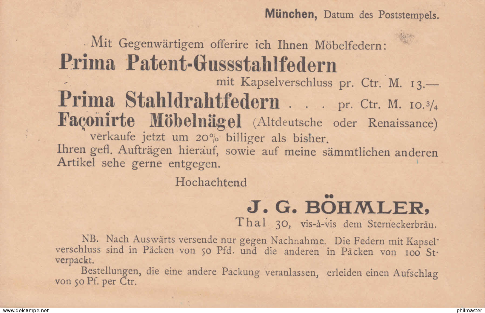 Bayern Postkarte P 29II/01 Kontrollzeichen A, MÜNCHEN 19.5.1885 Nach Kissingen - Fabbriche E Imprese