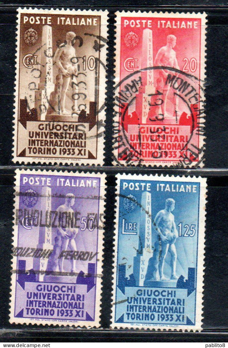 ITALIA REGNO ITALY KINGDOM 1933 GIUOCHI UNIVERSITARI SERIE COMPLETA COMPLETE SET USATA USED OBLITERE' - Oblitérés