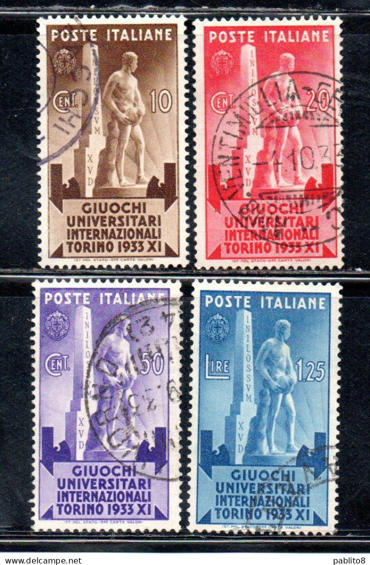 ITALIA REGNO ITALY KINGDOM 1933 GIUOCHI UNIVERSITARI SERIE COMPLETA COMPLETE SET USATA USED OBLITERE' - Oblitérés