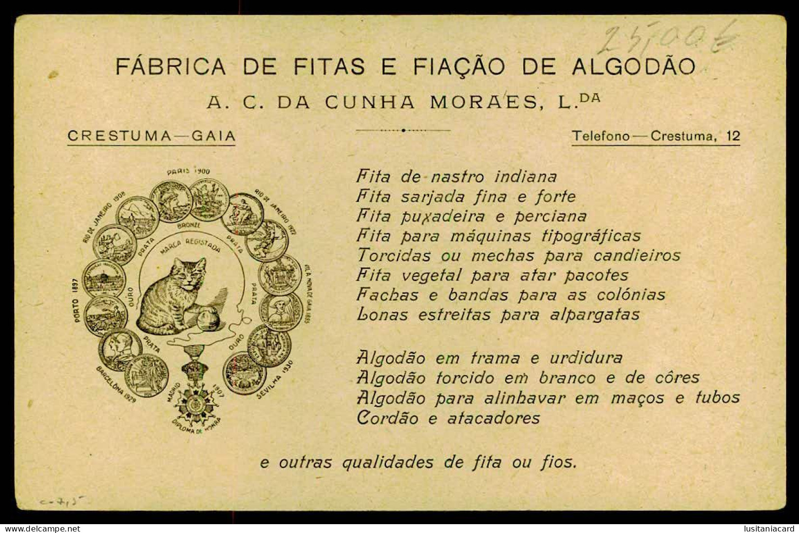 VILA NOVA DE GAIA-CRESTUMA-FABRICAS-Fabrica De Fitas E Fiação De Algodão De A.C.da Cunha Moraes,L.da-1930- Carte Postale - Porto