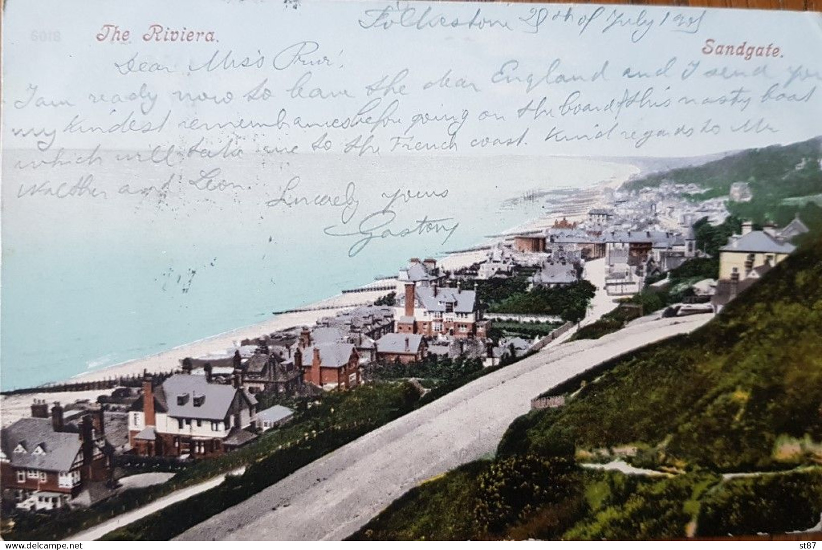 UK Sandgate The Riviera Stamped Folkestone 1905 - Sonstige & Ohne Zuordnung