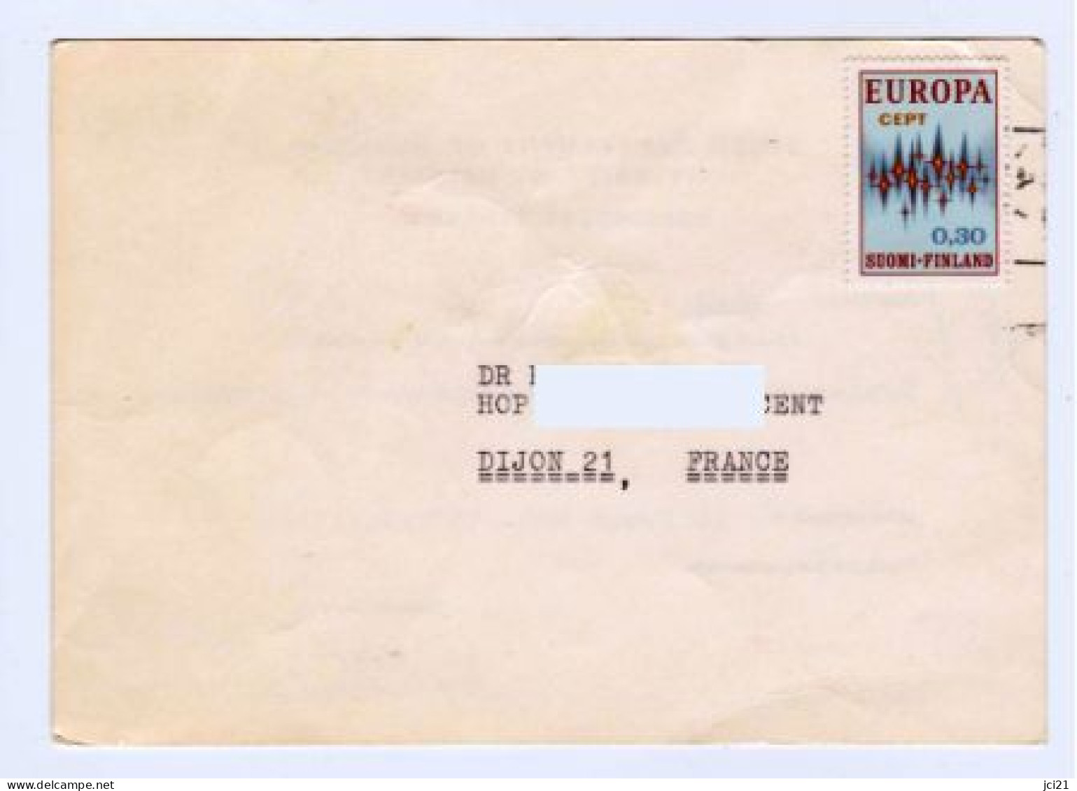 SUOMI FINLAND TIMBRE EUROPA 1972 OBLITÉRÉ SUR CARTON DE CORRESPONDANCE (1222)_Ti1439 - Briefe U. Dokumente