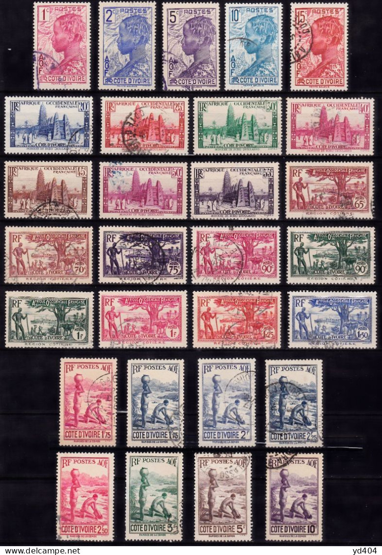 CF-CI-07 – FRENCH COLONIES – IVORY COAST – 1936-42 – DEFINITIVE SET USED - CV 89 € - Oblitérés