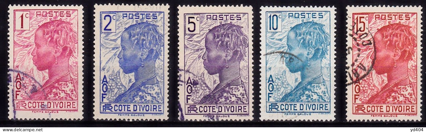 CF-CI-07 – FRENCH COLONIES – IVORY COAST – 1936-42 – DEFINITIVE SET USED - CV 89 € - Used Stamps