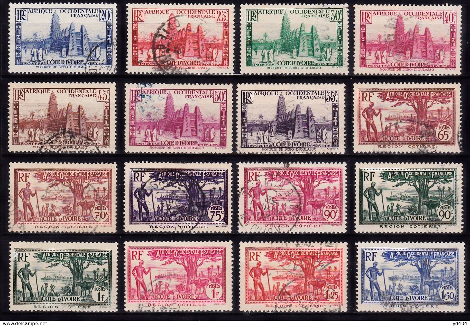 CF-CI-07 – FRENCH COLONIES – IVORY COAST – 1936-42 – DEFINITIVE SET USED - CV 89 € - Usati