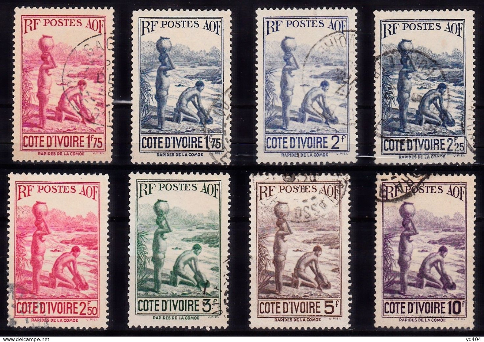 CF-CI-07 – FRENCH COLONIES – IVORY COAST – 1936-42 – DEFINITIVE SET USED - CV 89 €