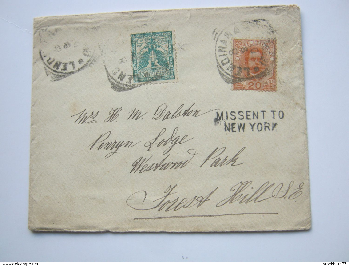 1901 , Brief Aus Lendinara  Nach Grossbritannien , Missent To USA - Marcophilie