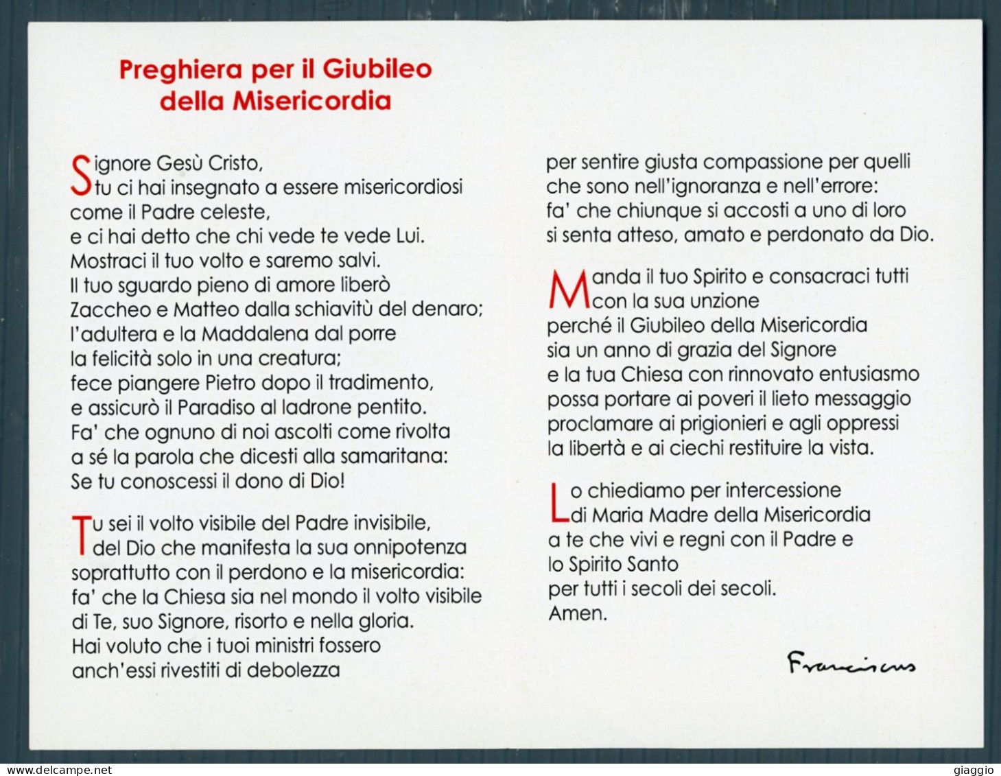 °°° Santino N. 8659 - Misericordiosi Come Il Padre °°° - Religione & Esoterismo