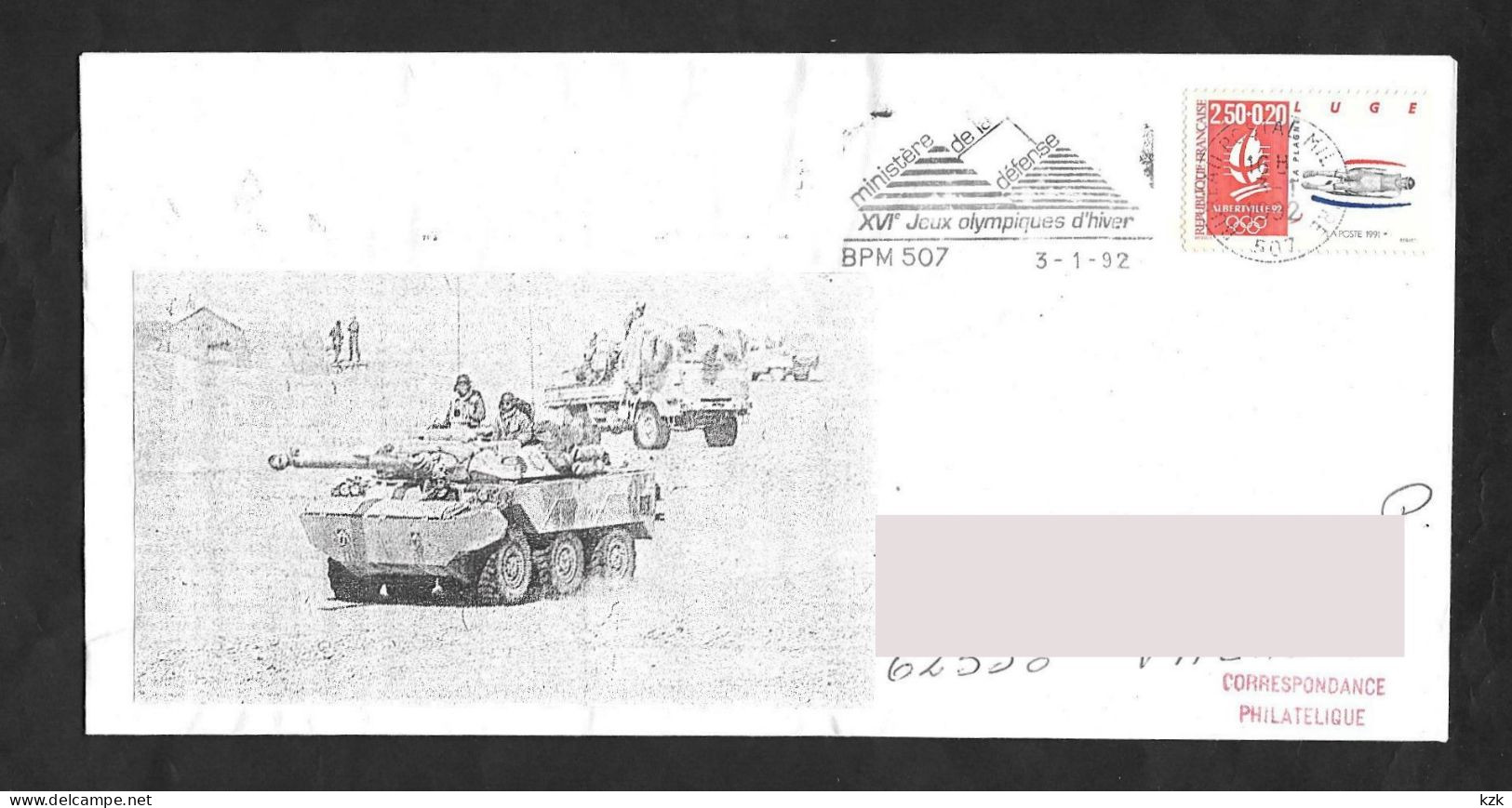 18	075	-	XVI° JO D'Hiver - Poste Aux Armées  -  BPM 507 3/01/1992 - Inverno1992: Albertville