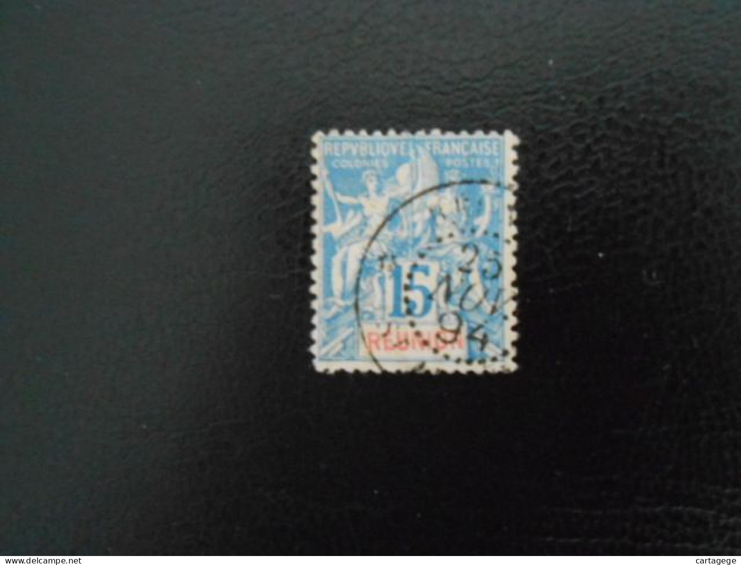 REUNION YT 37  ALLEGORIE 15c. Bleu Papier Quadrillé - Used Stamps